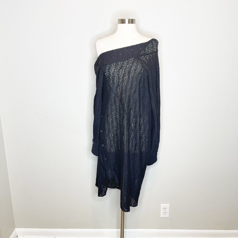NEW Rachel Comey Size 2 Black Pout Dress Eyelet Asymmetrical Off The Shoulder - Picture 7 of 12